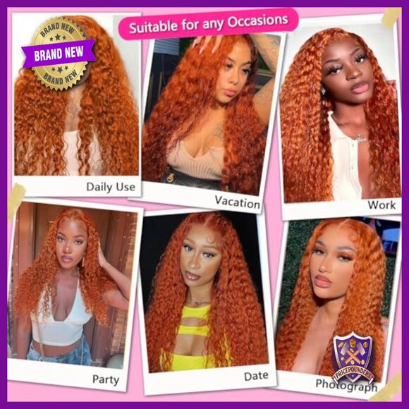 26 Inch Human Hair Lace Front Wig Deep Wave 180 Density Glueless